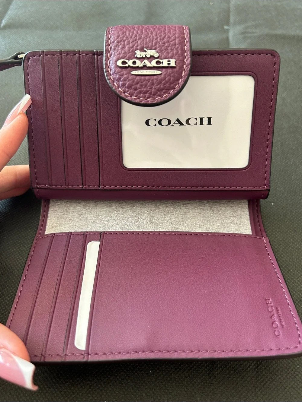 Coach Raspberry-Pink Leather Wallet and Zip Wristlet